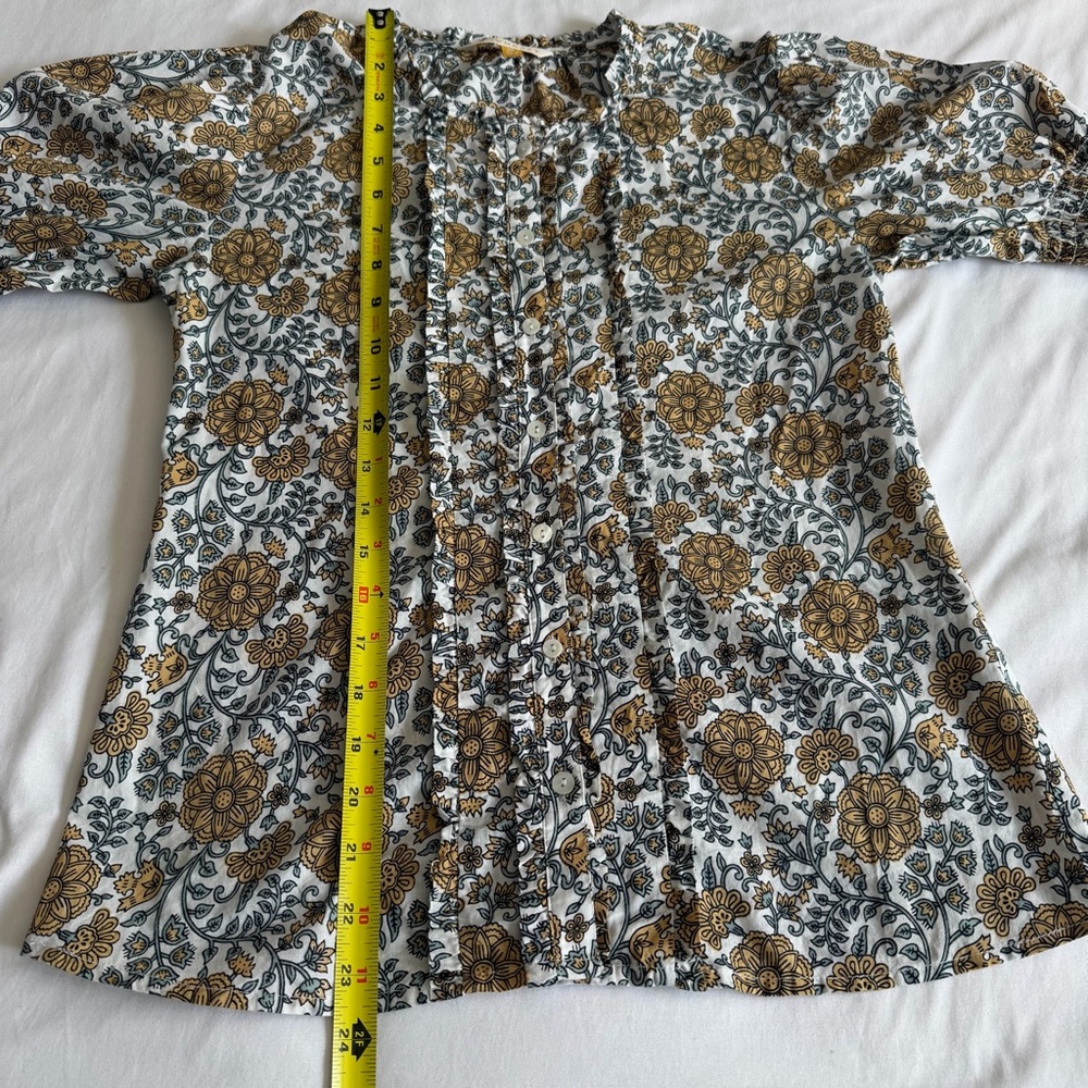 Downeast Boho Floral Print Puff Short Sleeve Button Down Blouse Top Cottagecore - Picture 11 of 11